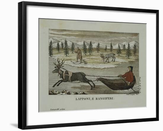 Laplanders and Reindeer, Lapland 19th Century-null-Framed Giclee Print