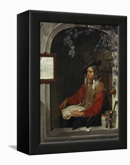 LApothicaire, dit aussi le Chimiste. The pharmacist, also called the chemist-Gabriel Metsu-Framed Premier Image Canvas