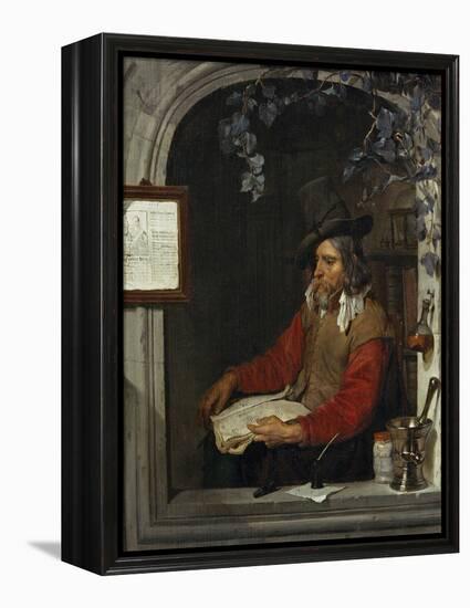 LApothicaire, dit aussi le Chimiste. The pharmacist, also called the chemist-Gabriel Metsu-Framed Premier Image Canvas