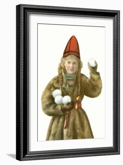 Lapp Girl with Snowballs-null-Framed Premium Giclee Print