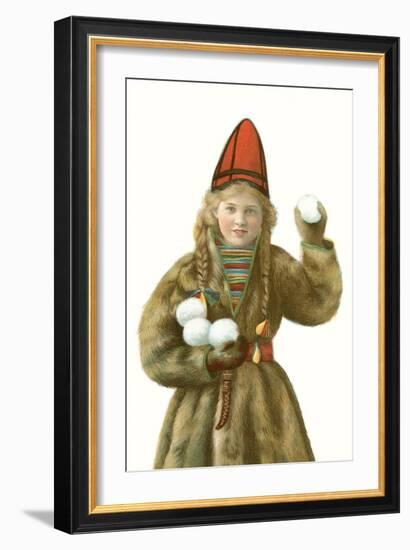 Lapp Girl with Snowballs-null-Framed Premium Giclee Print