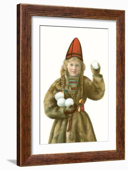 Lapp Girl with Snowballs-null-Framed Art Print