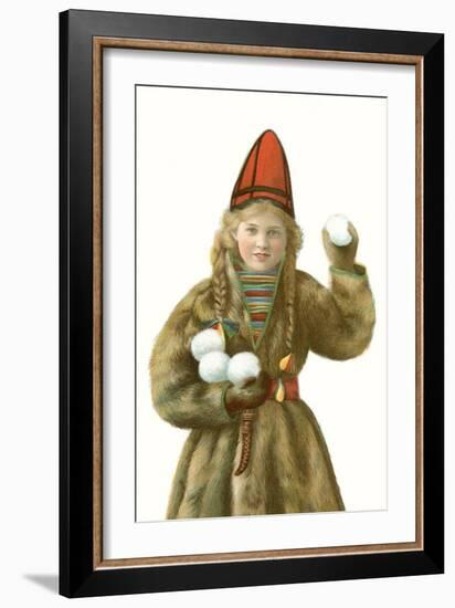 Lapp Girl with Snowballs-null-Framed Art Print