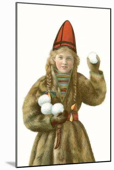 Lapp Girl with Snowballs-null-Mounted Art Print