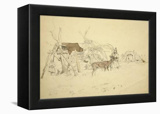 Lapps and Reindeer Beside Huts, North Norway, C.1850-Godfrey Thomas Vigne-Framed Premier Image Canvas