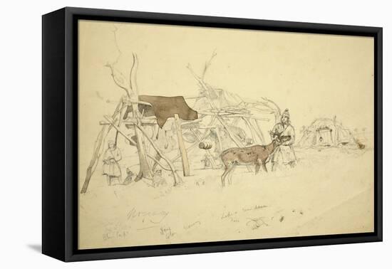 Lapps and Reindeer Beside Huts, North Norway, C.1850-Godfrey Thomas Vigne-Framed Premier Image Canvas