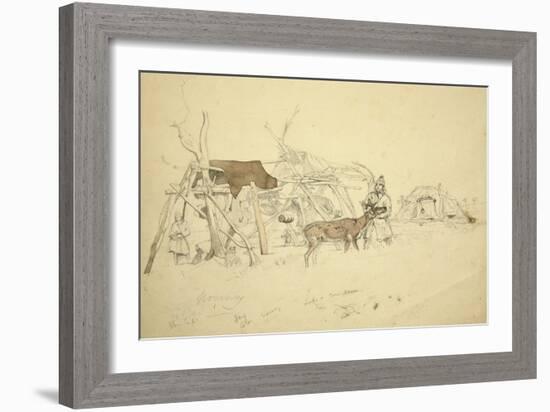 Lapps and Reindeer Beside Huts, North Norway, C.1850-Godfrey Thomas Vigne-Framed Giclee Print