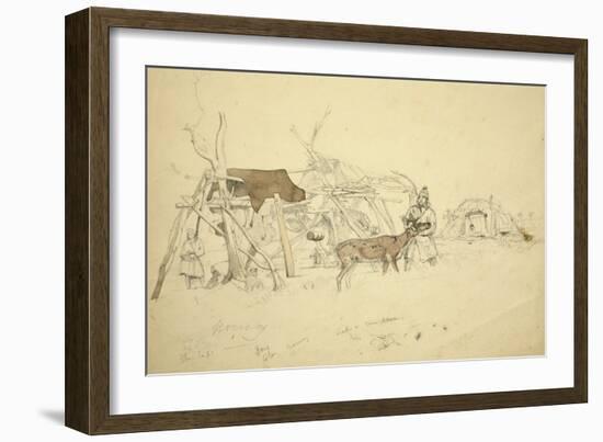 Lapps and Reindeer Beside Huts, North Norway, C.1850-Godfrey Thomas Vigne-Framed Giclee Print