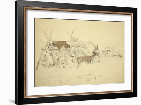 Lapps and Reindeer Beside Huts, North Norway, C.1850-Godfrey Thomas Vigne-Framed Giclee Print