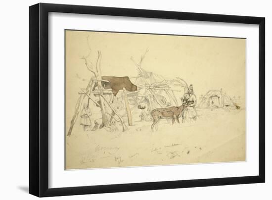 Lapps and Reindeer Beside Huts, North Norway, C.1850-Godfrey Thomas Vigne-Framed Giclee Print