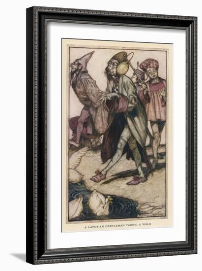 Laputian Gent Walking-Arthur Rackham-Framed Art Print