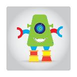 Isolated Robot Toy on White, Illustration-Lar-Mounted Art Print