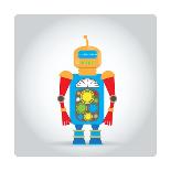 Isolated Robot Toy on White, Illustration-Lar-Framed Art Print