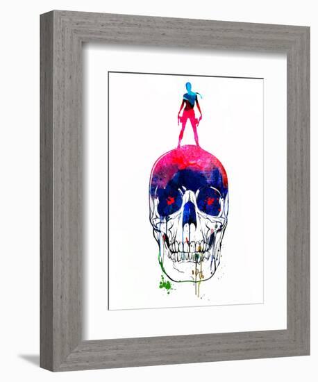 Lara and the Skull Watercolor-Lora Feldman-Framed Premium Giclee Print