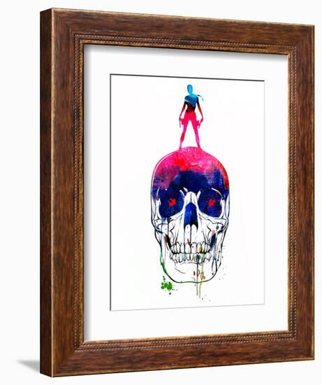 Lara and the Skull Watercolor-Lora Feldman-Framed Premium Giclee Print