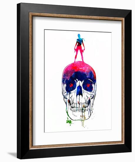 Lara and the Skull Watercolor-Lora Feldman-Framed Premium Giclee Print