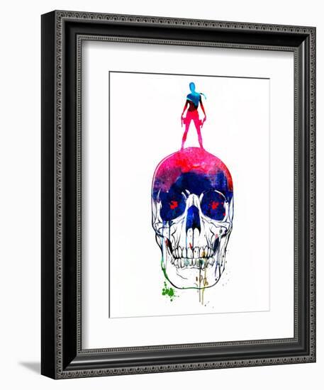 Lara and the Skull Watercolor-Lora Feldman-Framed Premium Giclee Print