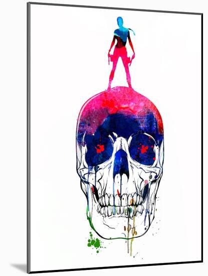 Lara and the Skull Watercolor-Lora Feldman-Mounted Art Print