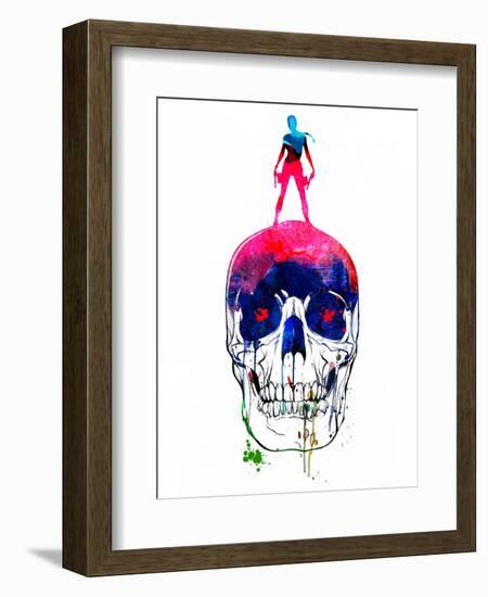 Lara and the Skull Watercolor-Lora Feldman-Framed Art Print