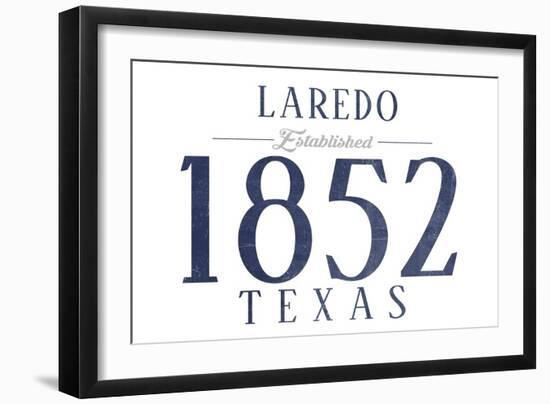 Laredo, Texas - Established Date (Blue)-Lantern Press-Framed Art Print