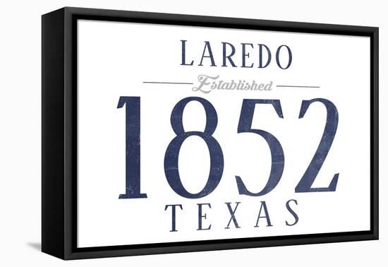 Laredo, Texas - Established Date (Blue)-Lantern Press-Framed Stretched Canvas