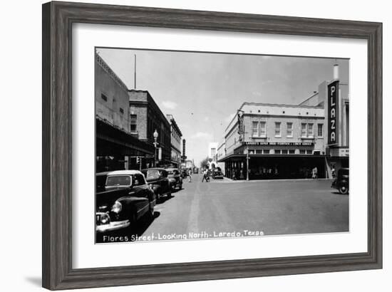 Laredo, Texas - Northern View up Flores Street-Lantern Press-Framed Art Print