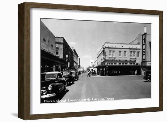 Laredo, Texas - Northern View up Flores Street-Lantern Press-Framed Art Print