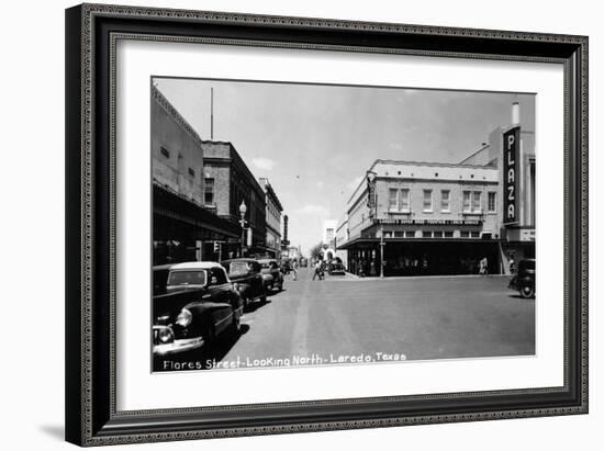 Laredo, Texas - Northern View up Flores Street-Lantern Press-Framed Art Print