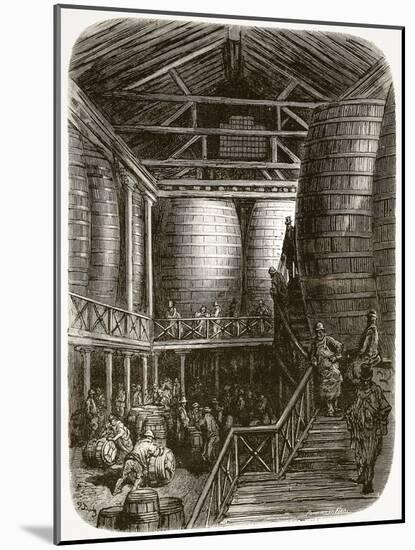 Large Barrels in a Brewery, from 'London, a Pilgrimage', Written by William Blanchard Jerrold-Gustave Doré-Mounted Giclee Print