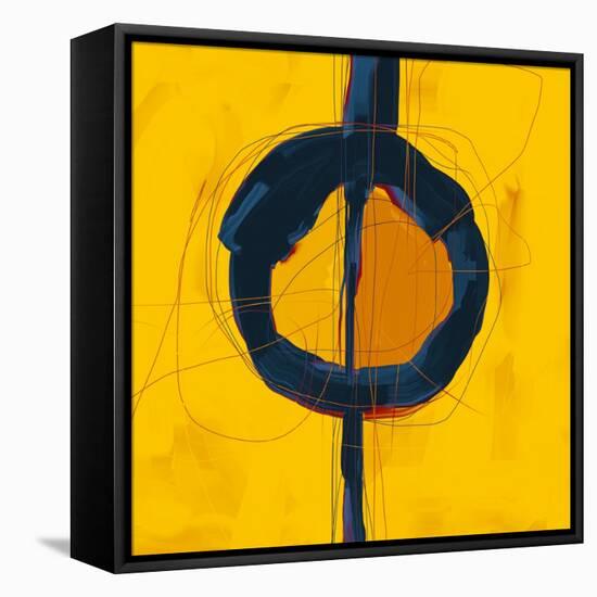 Large Black, Yellow and Orange Abstract-Real Callahan-Framed Stretched Canvas