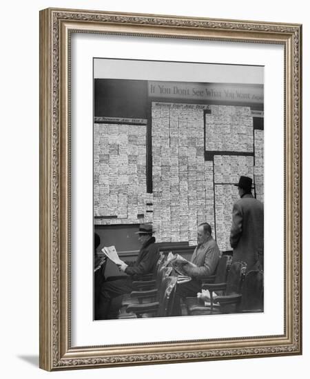 Large Board Containing Small Hand Written Pieces of Paper Announcing Various Jobs and the Salaries-Al Fenn-Framed Photographic Print