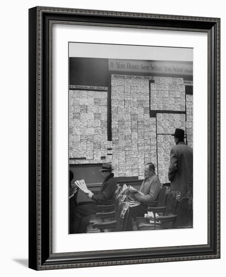 Large Board Containing Small Hand Written Pieces of Paper Announcing Various Jobs and the Salaries-Al Fenn-Framed Photographic Print