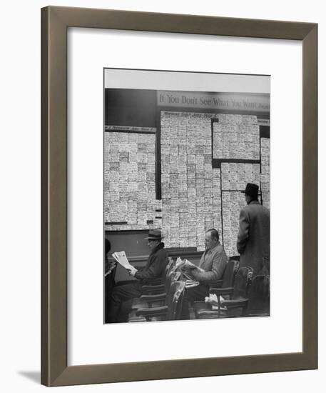 Large Board Containing Small Hand Written Pieces of Paper Announcing Various Jobs and the Salaries-Al Fenn-Framed Photographic Print