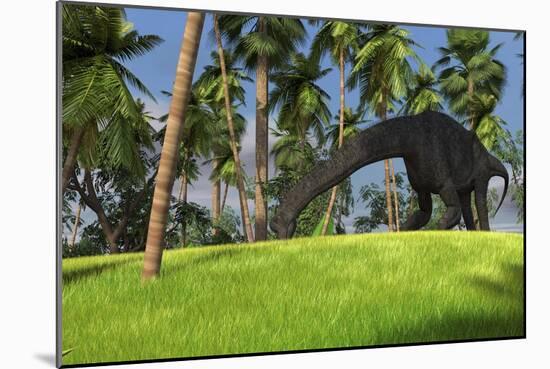 Large Brachiosaurus Grazing in a Tropical Climate-null-Mounted Art Print