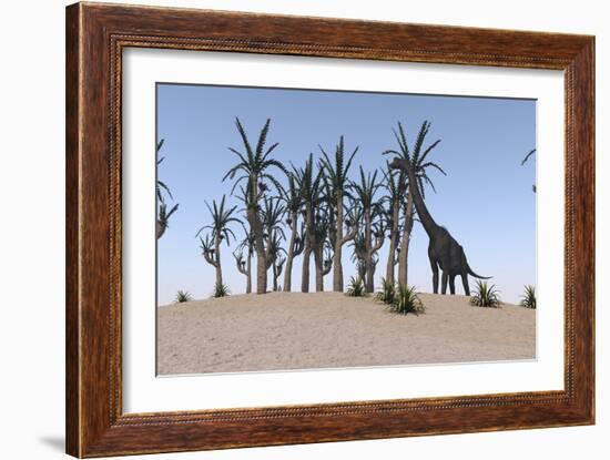 Large Brachiosaurus Grazing on an Island-null-Framed Art Print