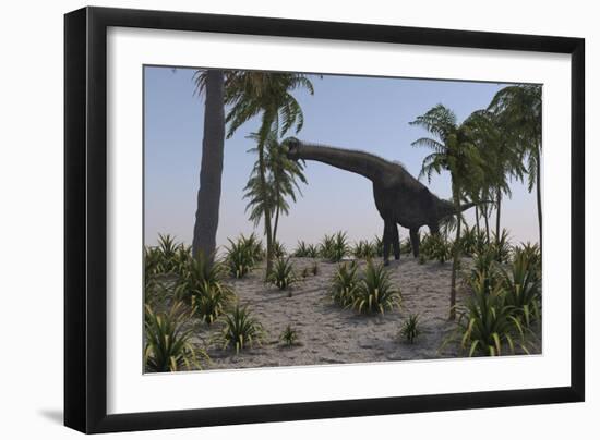 Large Brachiosaurus Grazing on Foliage-null-Framed Art Print