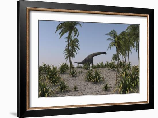 Large Brachiosaurus Grazing-null-Framed Art Print