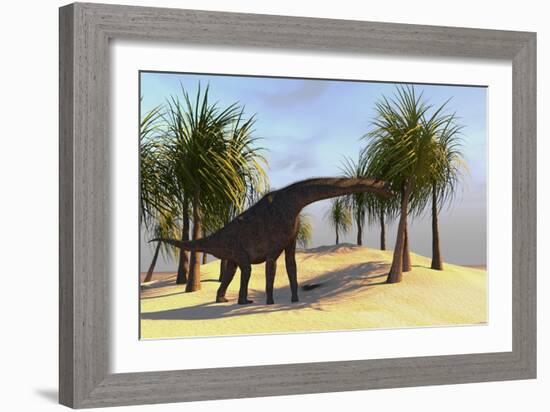 Large Brachiosaurus Grazing-null-Framed Art Print