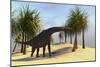 Large Brachiosaurus Grazing-null-Mounted Art Print