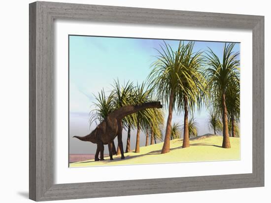 Large Brachiosaurus Grazing-null-Framed Art Print