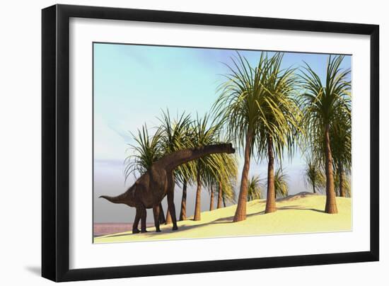 Large Brachiosaurus Grazing-null-Framed Art Print