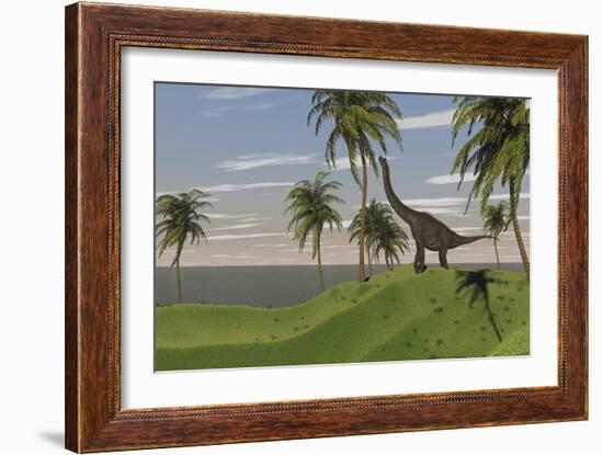 Large Brachiosaurus Grazing-null-Framed Art Print