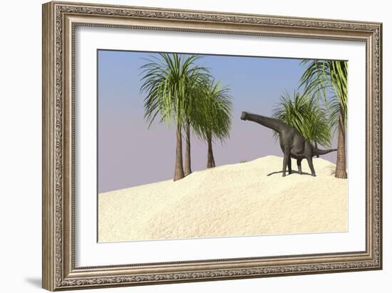 Large Brachiosaurus in a Tropical Environment-null-Framed Art Print