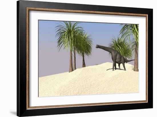 Large Brachiosaurus in a Tropical Environment-null-Framed Art Print