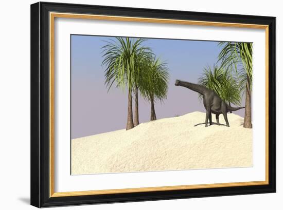 Large Brachiosaurus in a Tropical Environment-null-Framed Art Print