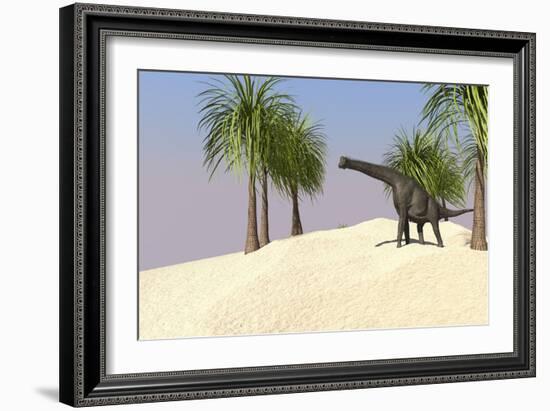 Large Brachiosaurus in a Tropical Environment-null-Framed Premium Giclee Print