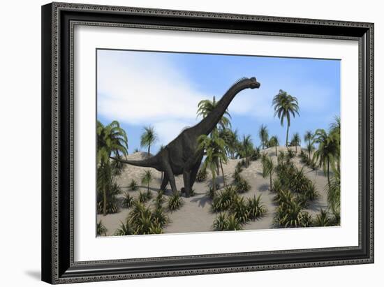 Large Brachiosaurus in a Tropical Environment-null-Framed Art Print