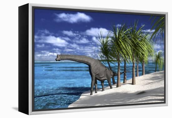 Large Brachiosaurus on the Shoreline-null-Framed Stretched Canvas