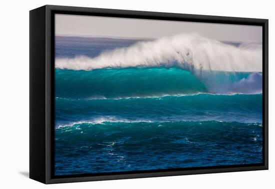 Large breaking wave, West Oahu, Hawaii-Mark A Johnson-Framed Premier Image Canvas