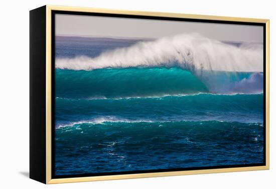 Large breaking wave, West Oahu, Hawaii-Mark A Johnson-Framed Premier Image Canvas